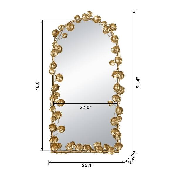 51.5" x 29" Full Length Arched Wall Mirror with Golden Leaf Accents